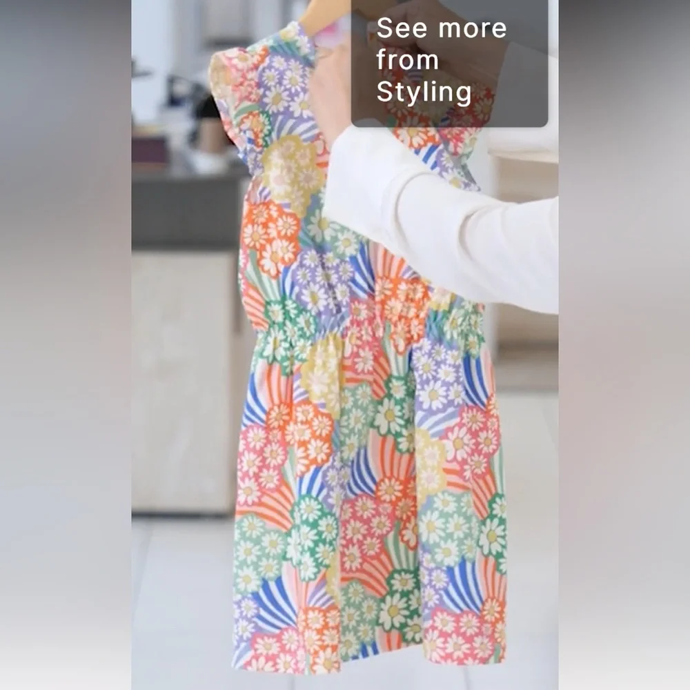 Mini Boden Colorful Multi Rainbow Daisies Floral Dress
